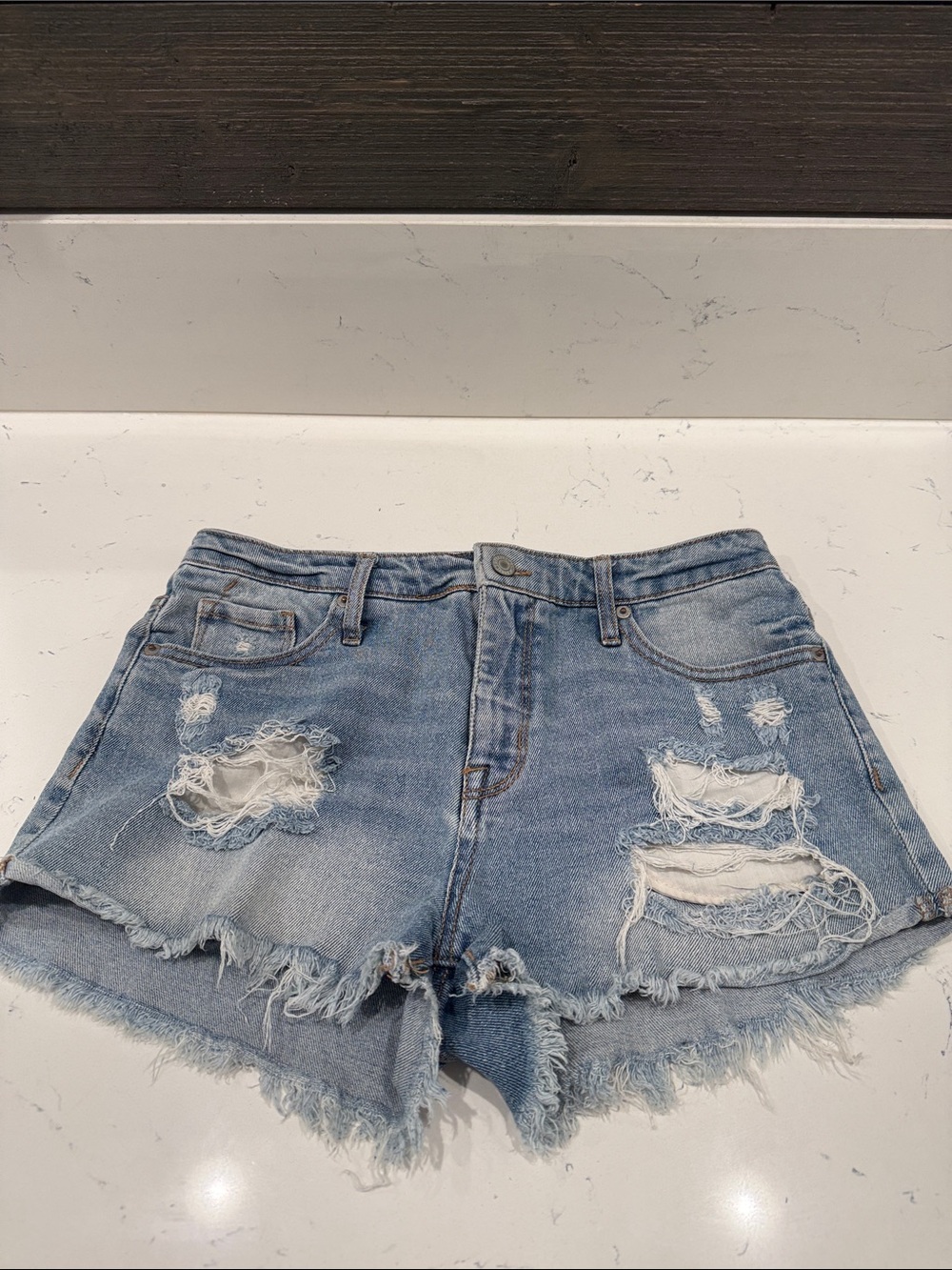 Mossimo Supply Co. Light Blue Distressed Denim Shorts